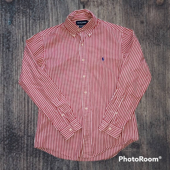 Ralph Lauren Other - Men's Ralph Lauren Golf Custom Fit long sleeve woven size M red and white stripe